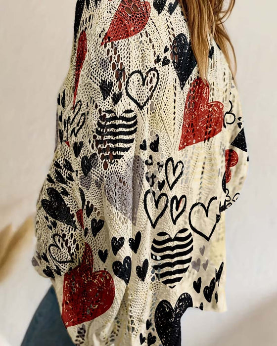 Heart Hollow-Out Knitted Pullover