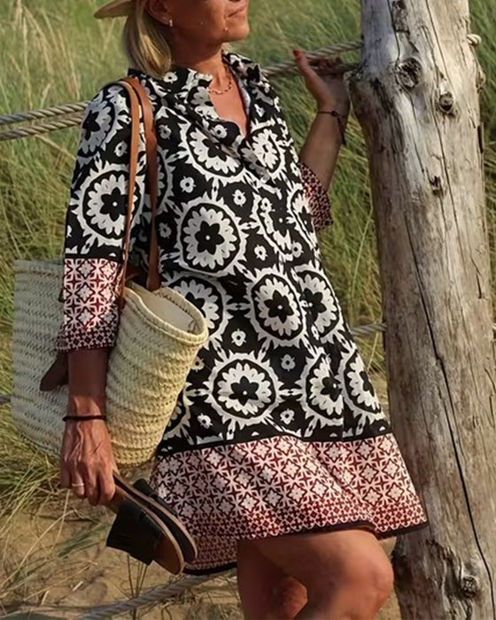 Ethnic Style Three-Quarter Sleeve Dress