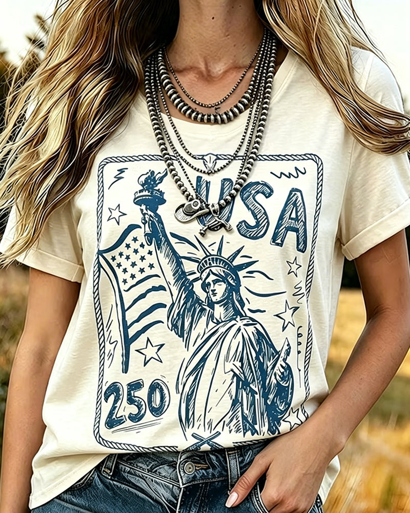 Retro-Print Loose-Fit Short-Sleeve T-Shirt