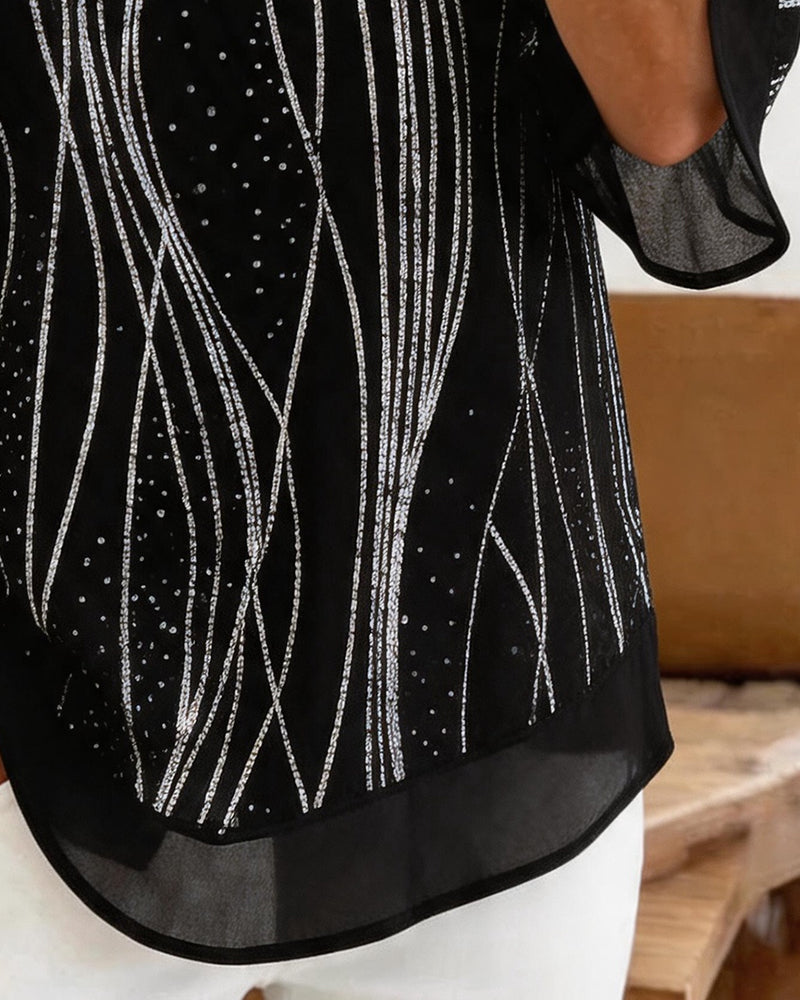 Fashion Print Crew Neck Relaxed Blouse