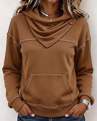 Stacked Collar Pocket Spliced Sweatshirt