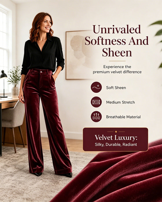 Solid Color Velvet Pocket Long Pants