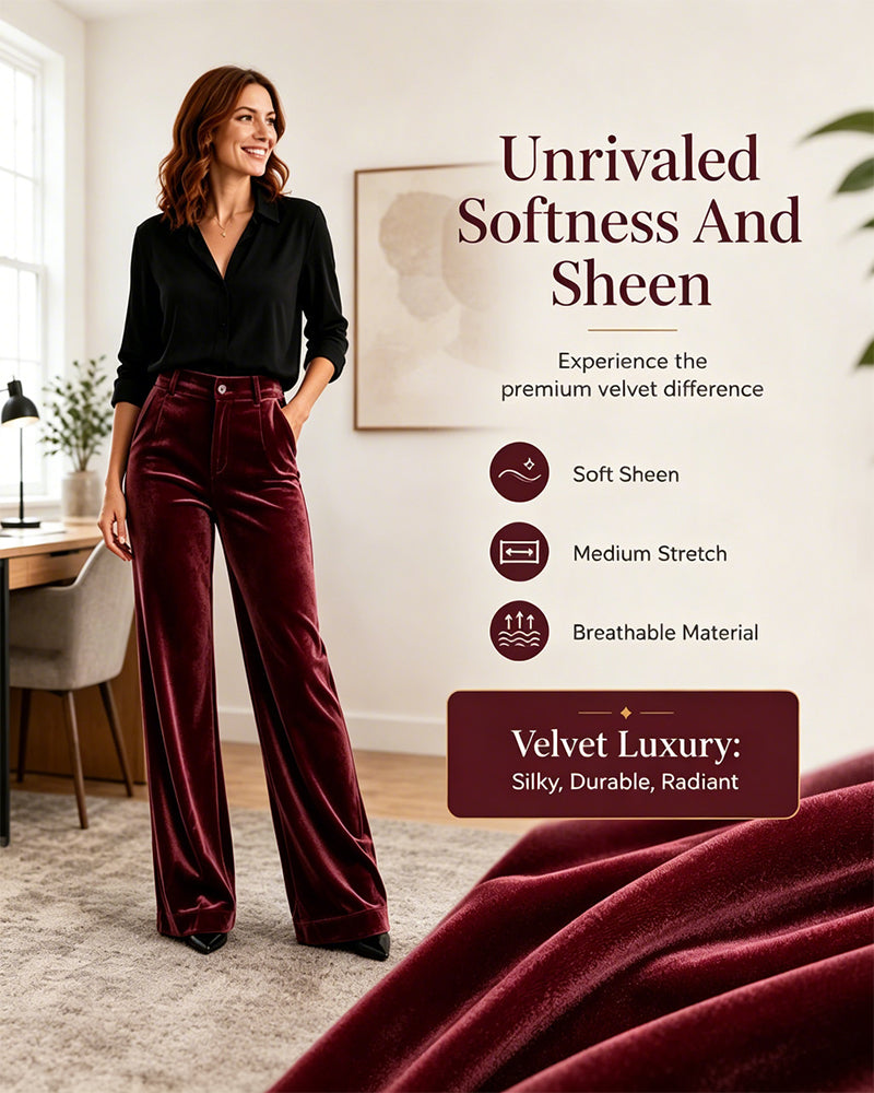 Solid Color Velvet Pocket Long Pants