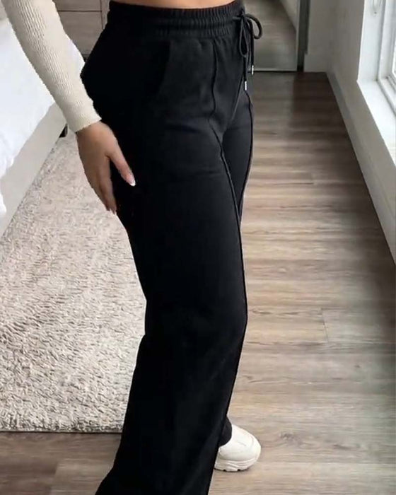 Drawstring Straight Leg Sweatpants