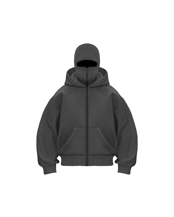 Unisex Double Hood Zip-Up Sweatshirt Coat