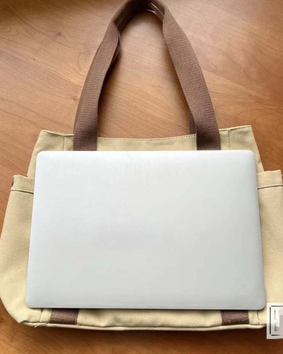 Large capacity canvas bag with double handles