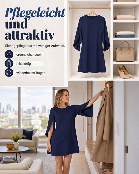 Round Neck Solid Dress