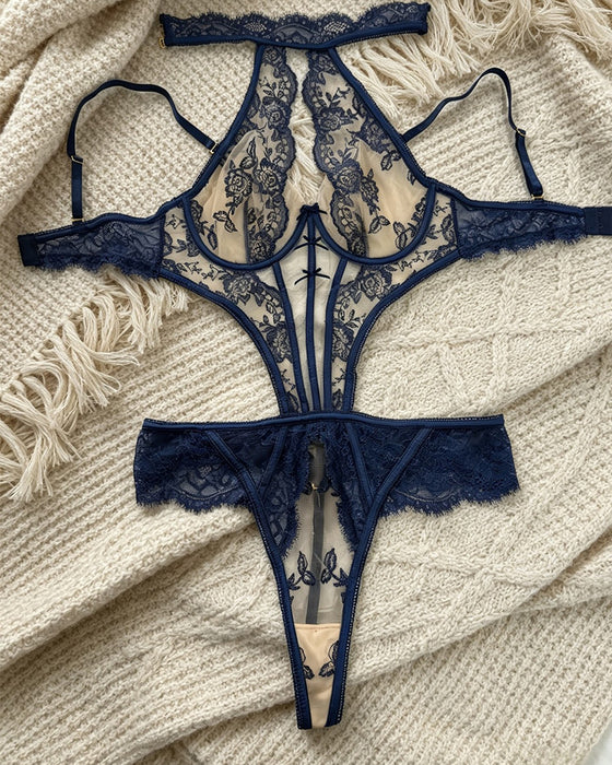Sheer Halter Bodysuit Lingerie