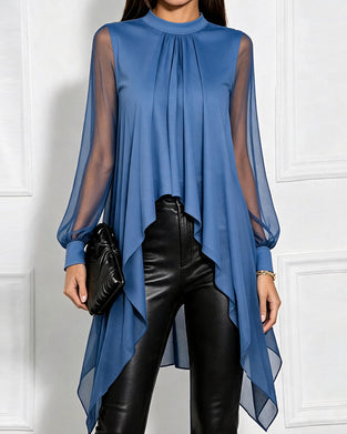 Shirred Irregular Casual Blouse