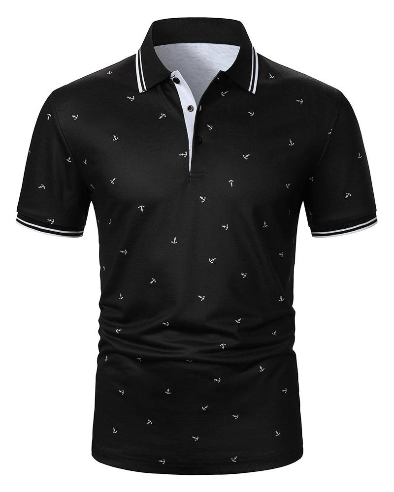 Polo Collar Arrow Pattern Casual T-Shirt