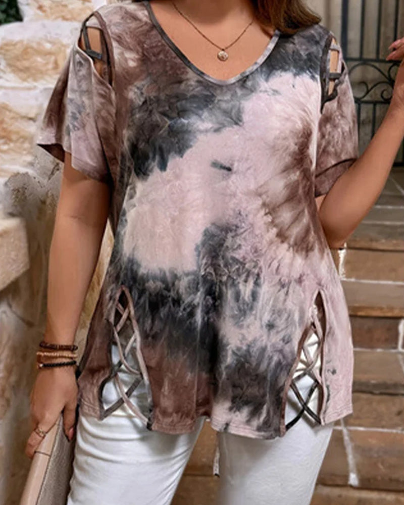 Heart Pattern Hollow Short-Sleeved T-Shirt