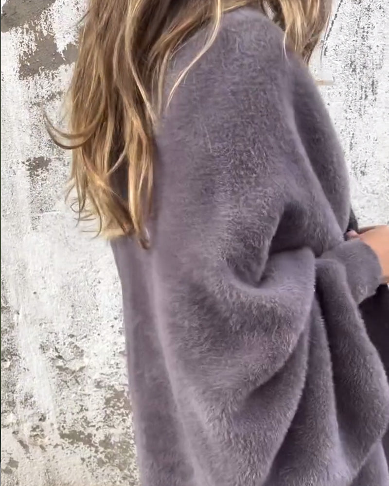 Casual solid color fringe cardigan