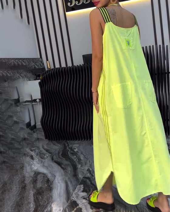 Spliced Suspender Loose Dress