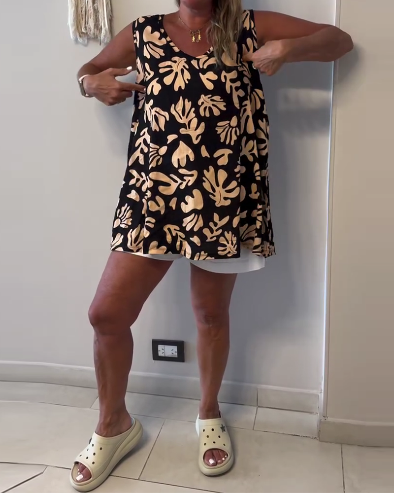 Abstract Plant Print Tank Top