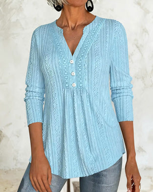 Solid Button Casual Blouse