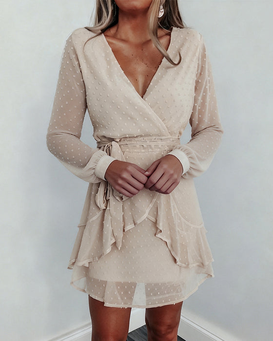 V-Neck Three-Dimensional Flower All-Match Dress