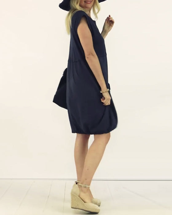 Round Neck Sleeveless Printed Dress