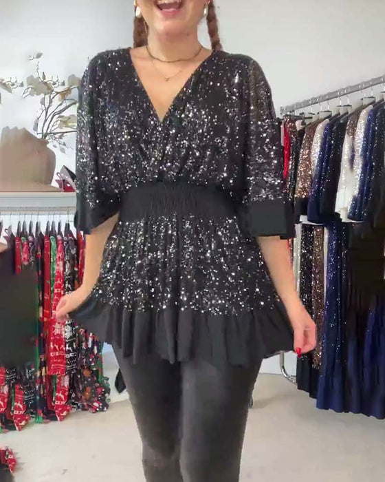 V-neck fashion slim blouse