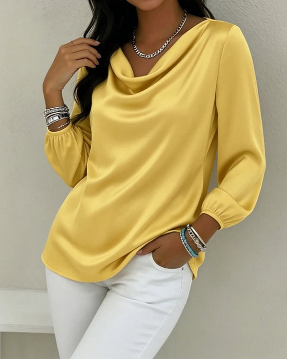 Solid Color Cowl Collar Top