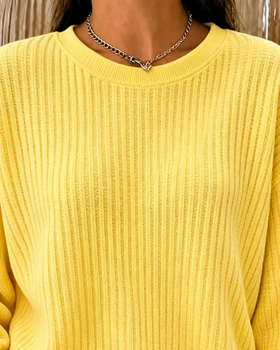 Casual Solid Long Sleeve Sweatshirt