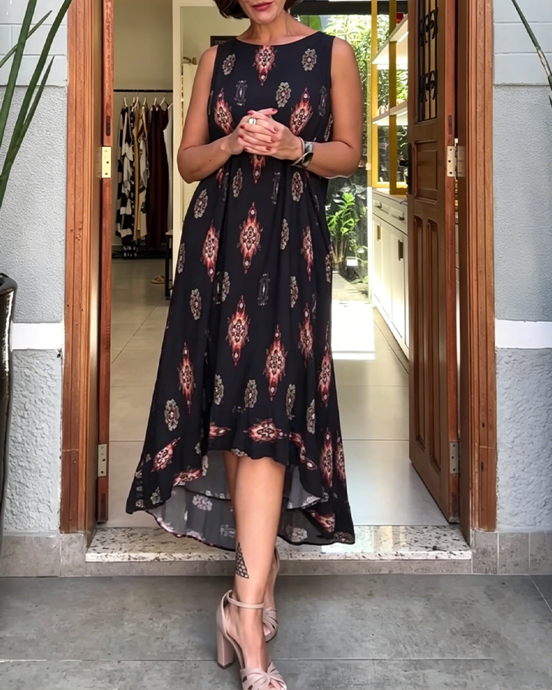 Sleeveless Irregular Hem Dress