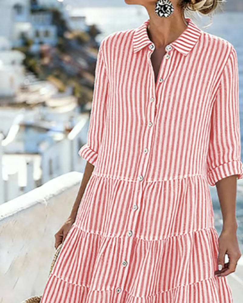 Vertical Striped Shirt Dress