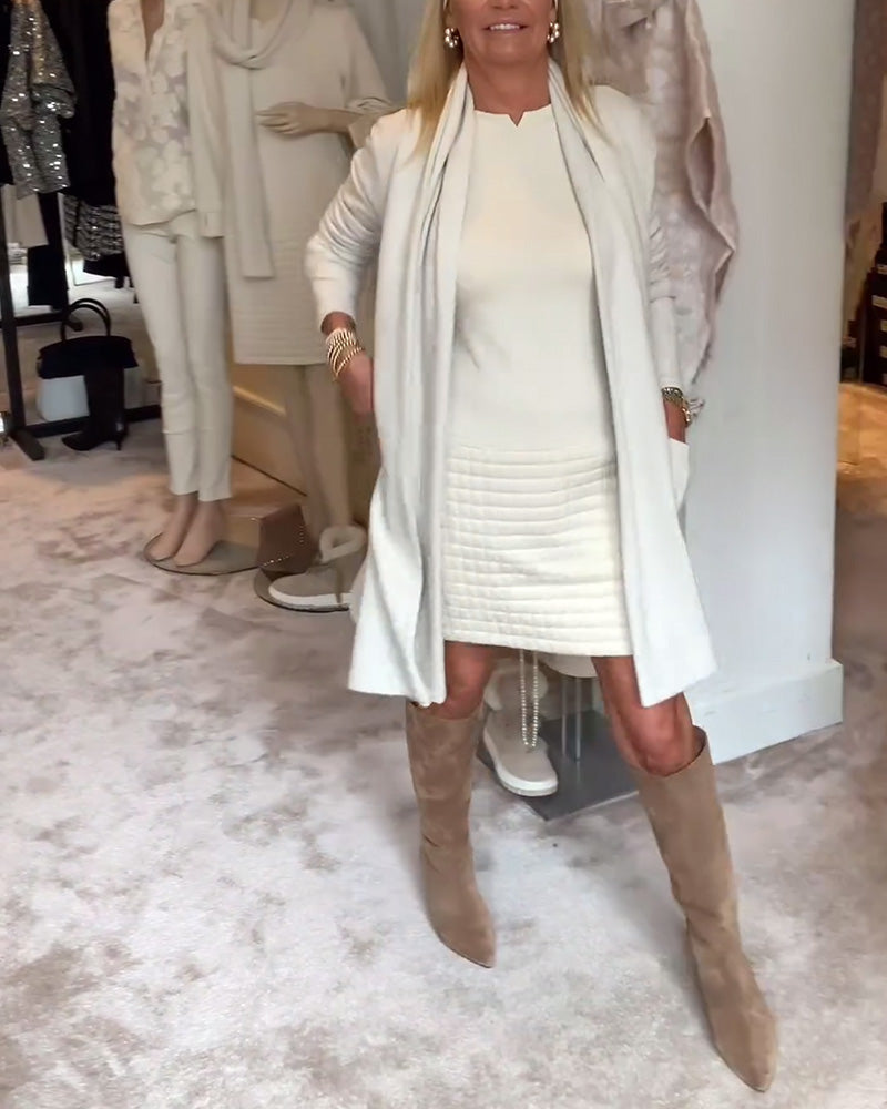 Simple solid color elegant sweater dress