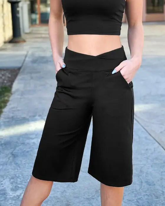 Casual Mid Waist Half Shorts