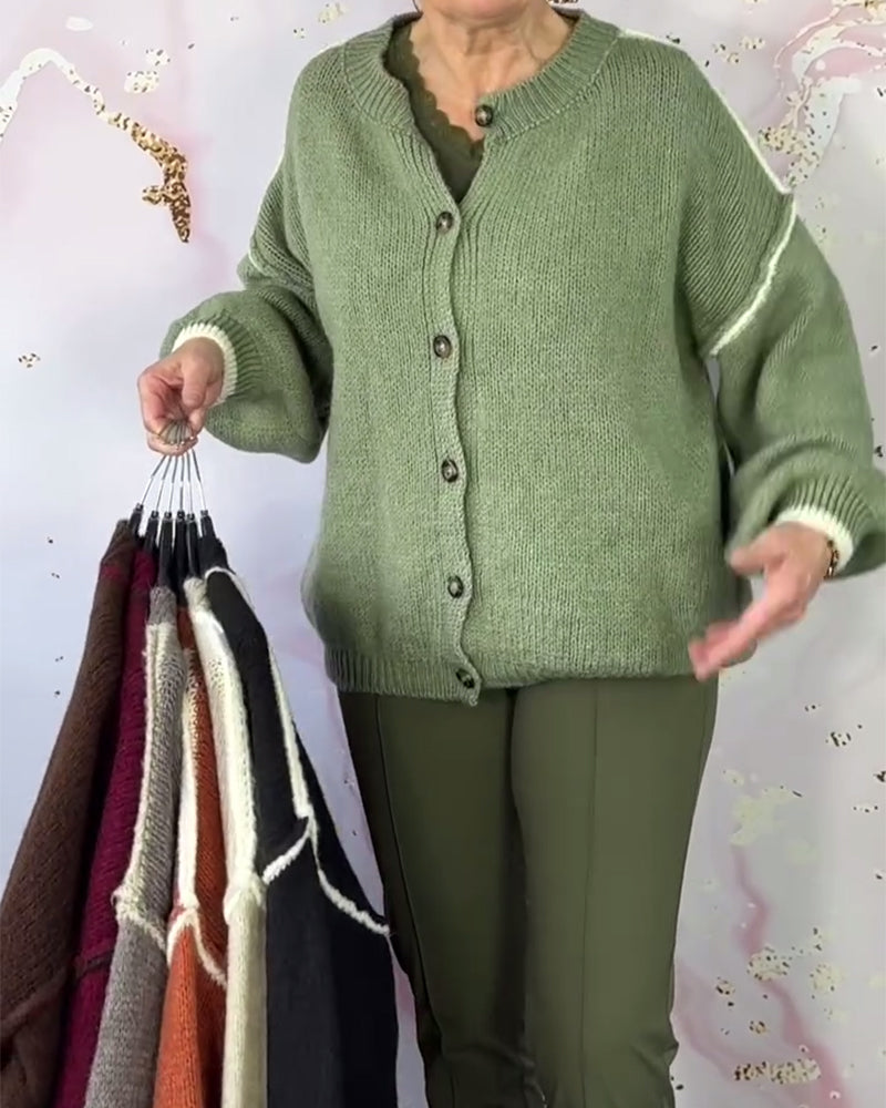 Solid Color Fashionable Long-Sleeved Casual Cardigan