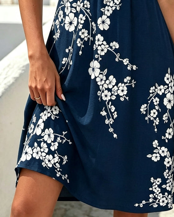 V-Neck Floral Sleeveless Dress