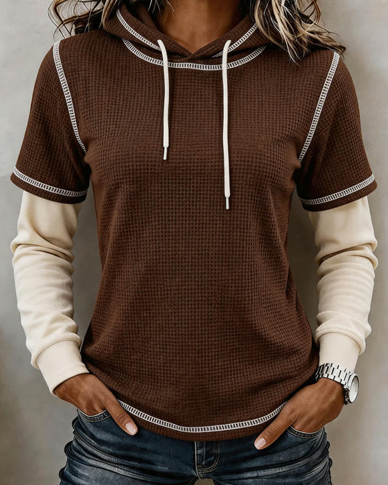 Waffle Color Block 2 In 1 Hoodie