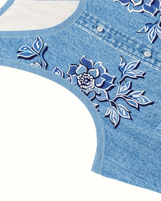 sleeveless Imitation Denim Dress