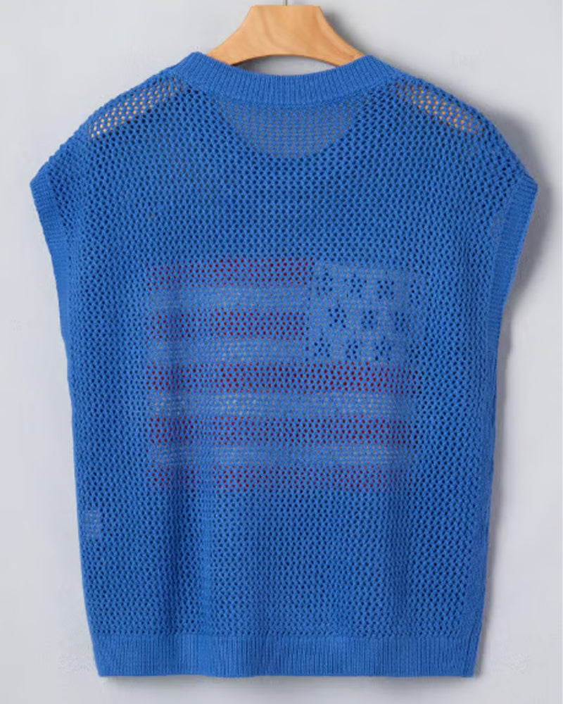 Flag Pattern Crew Neck Pullover