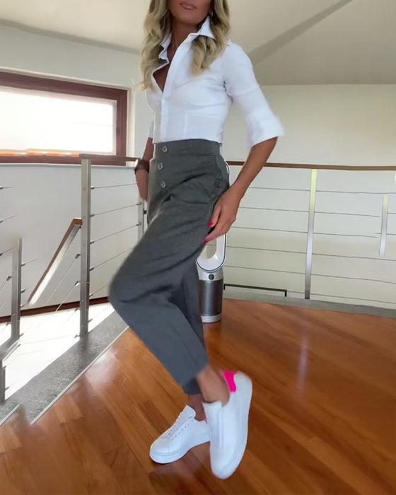 Stylish Button-Down Harem Pants