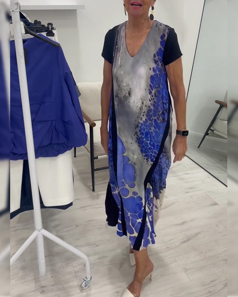 Ink Wash Print Long Dress