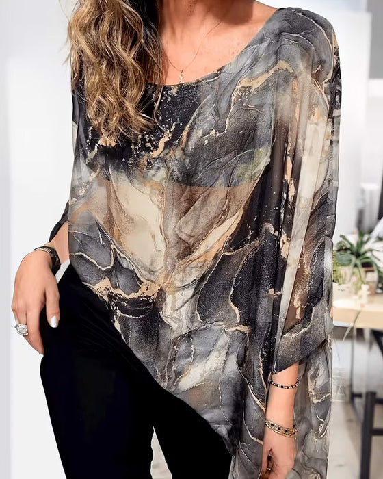 Batwing Sleeve Tie-Dye Loose Blouse