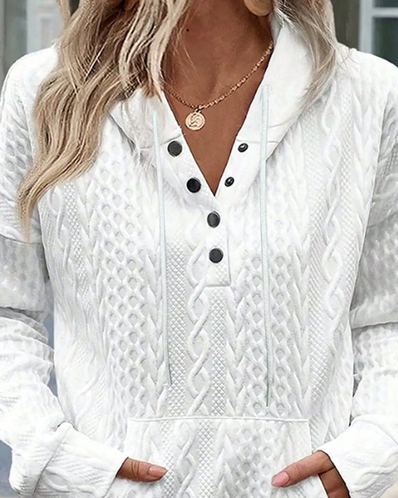 Button Pocket Casual Hoodie
