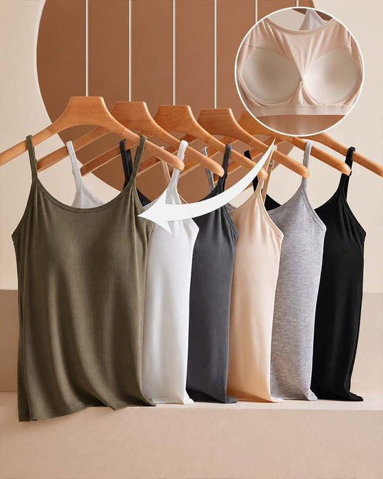 Ribbed Built-in Bra Cami Top