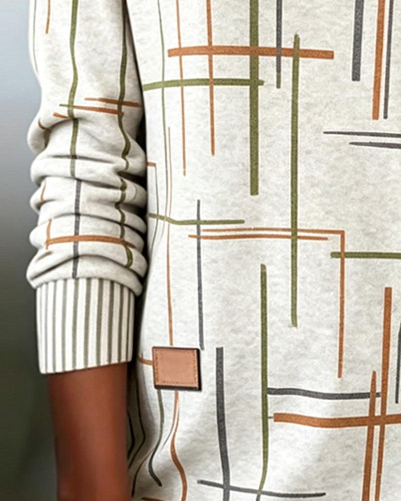 V-Neck Line Slit Sweatshirt