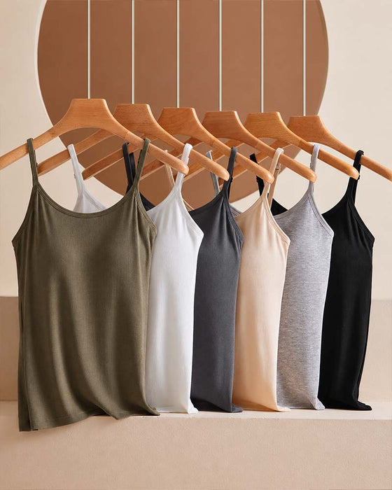 Ribbed Built-in Bra Cami Top