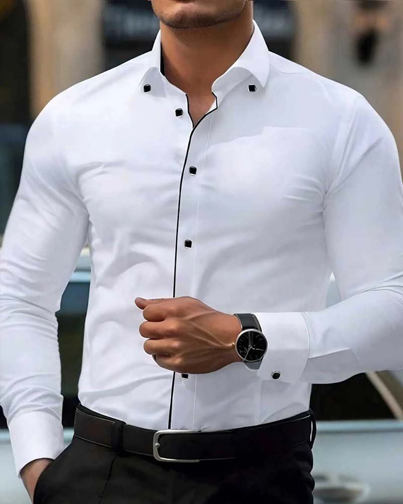 Business Slim-Fit Long-Sleeved Shirt