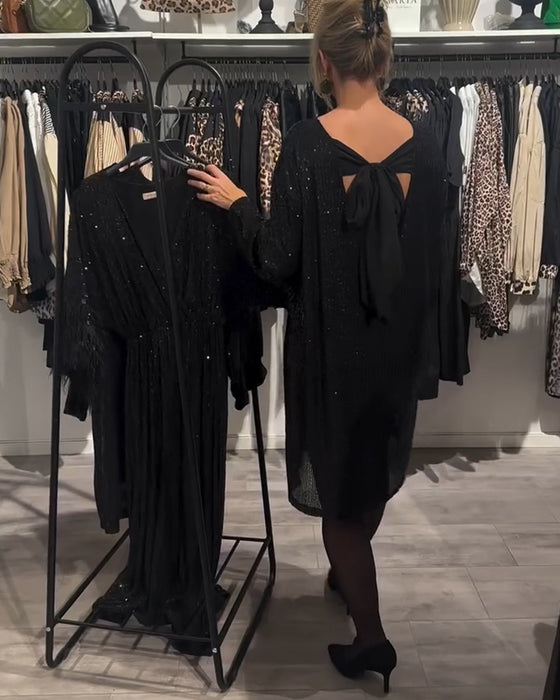 Elegant Backless Strappy Sequin Dress