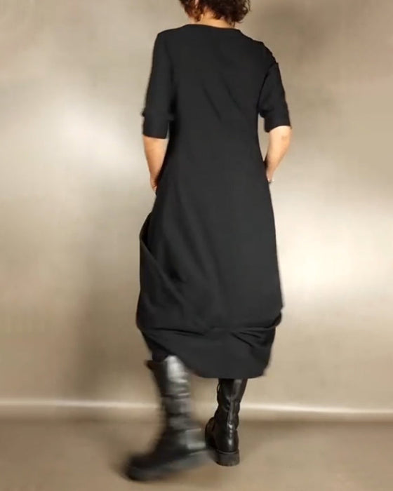 Loose A-Line Dress with Pocket