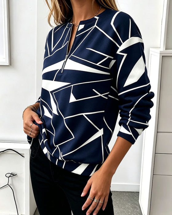 Casual Zip Long Sleeve Sweatshirt