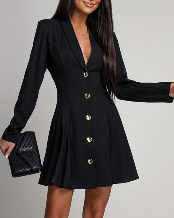 Metal Buckle Slim Fit Suit Dress