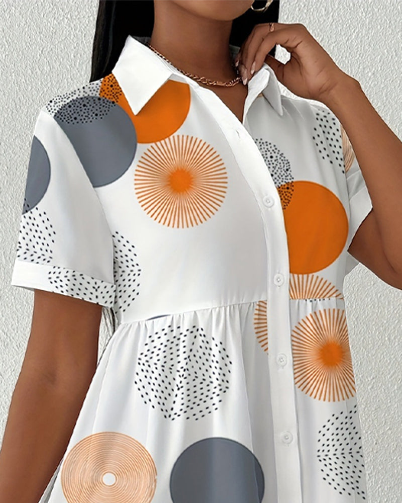 Polka Dot Print Shirt Dress
