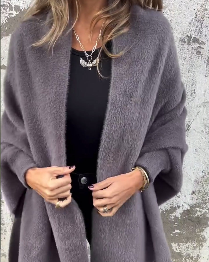 Casual solid color fringe cardigan