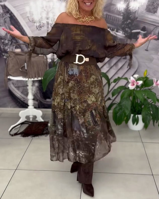 Elegant Floral Print Long Dress