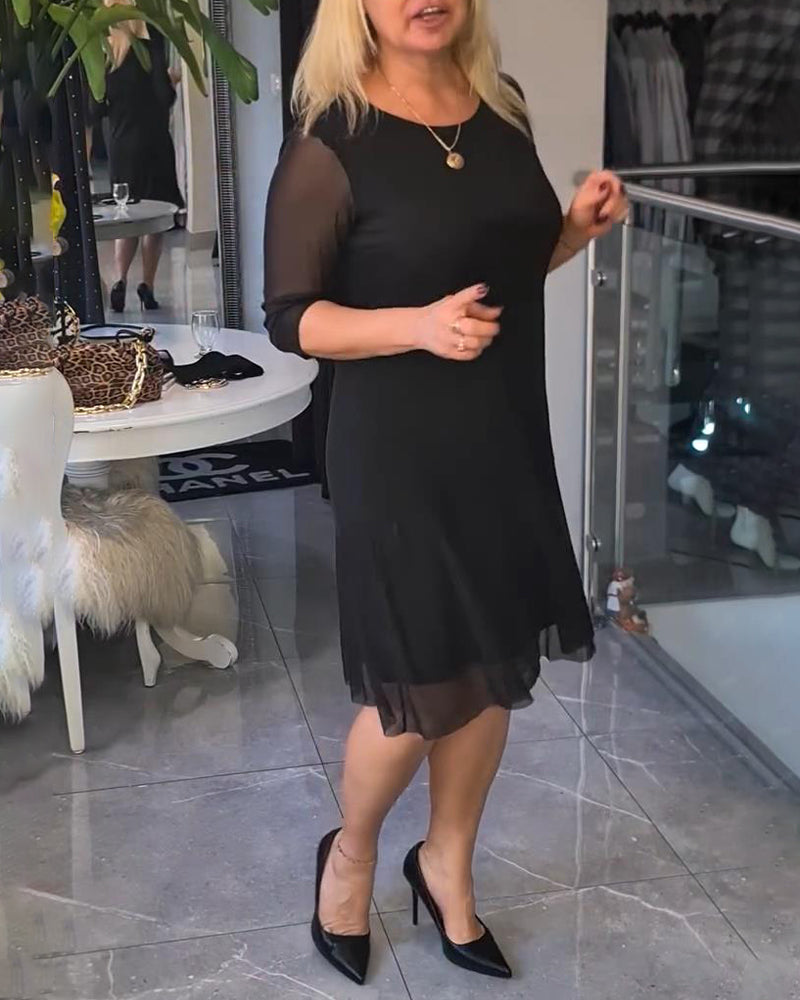 Sheer And Fashionable Solid Color Dress