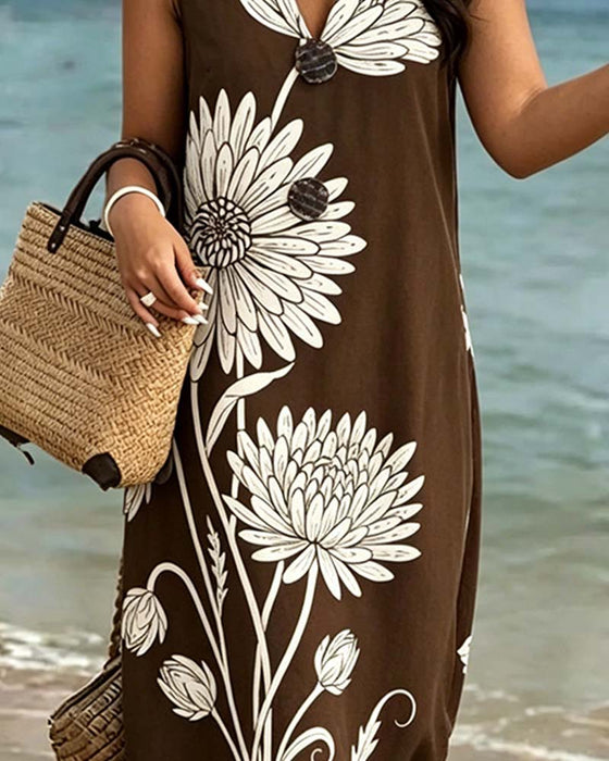 Sleeveless Floral Print Dress